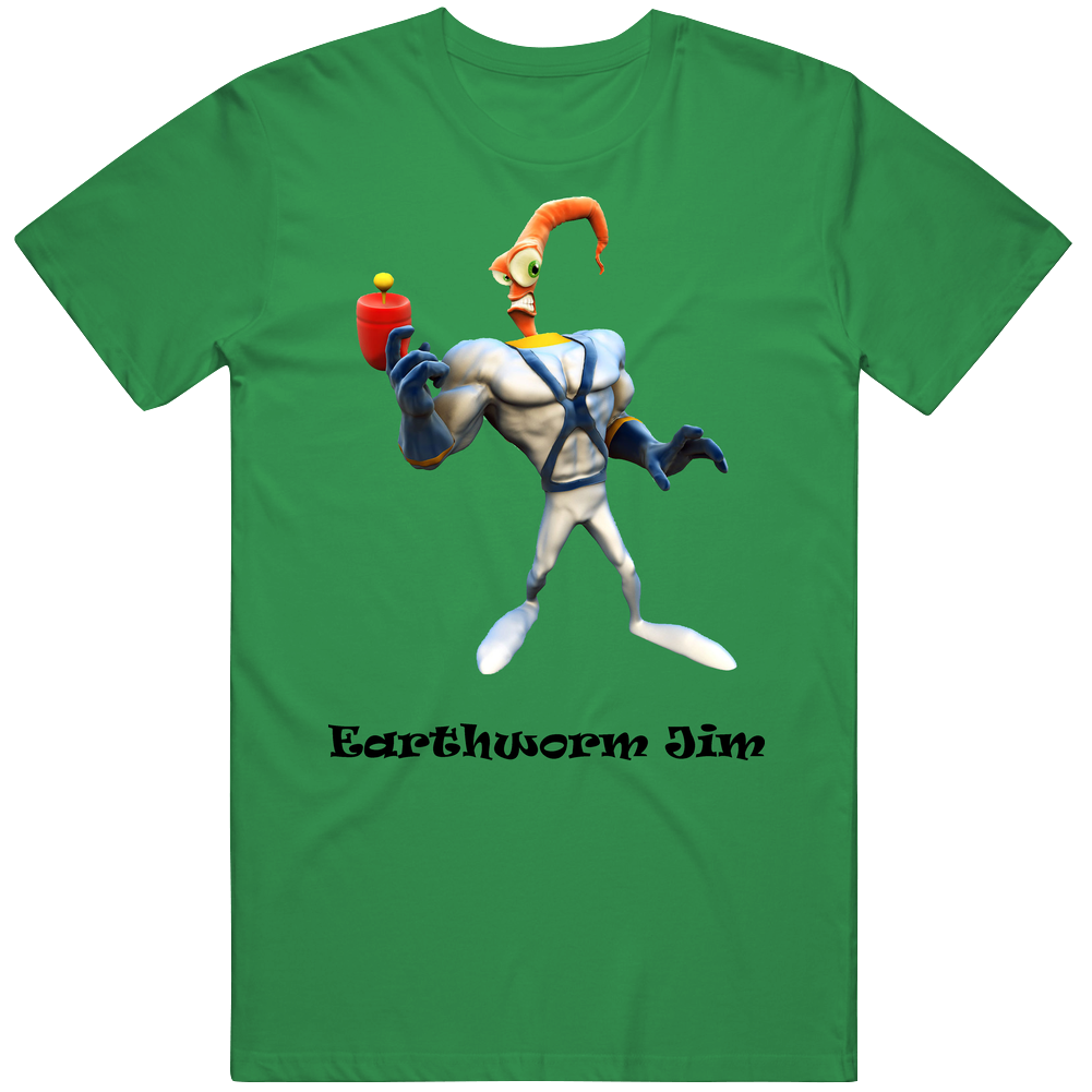 Earthworm Jim Video Game Mens Cotton Tee T Shirt Earthworm Jim Video Game Mens Cotton Tee T Shirt