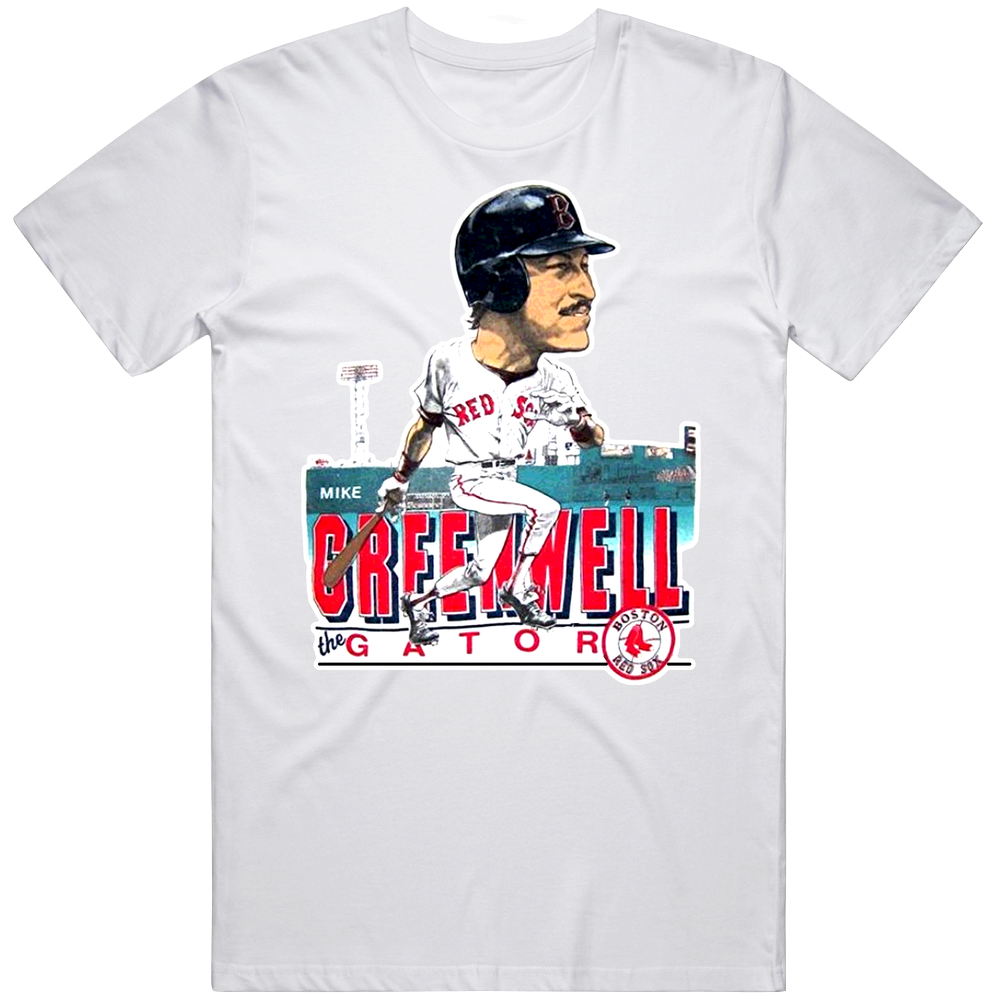 Mike Greenwell Retro Baseball Caricature Retro Graphic Unisex Cotton White Classic Mens Cotton Tee T Shirt Mike Greenwell Retro Baseball Caricature Retro Graphic Unisex Cotton White Classic Mens Cotton Tee T Shirt