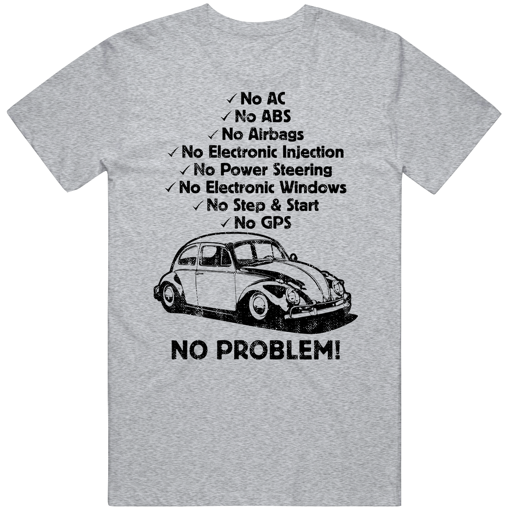 1965 Volkswagen Beetle No Problem Vintage Car Mens Cotton Tee T Shirt