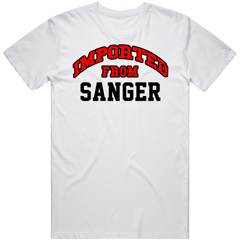 Imported From Sanger Mens Cotton Tee T Shirt Imported From Sanger Mens Cotton Tee T Shirt