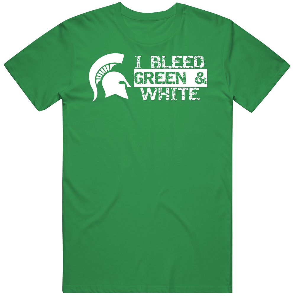 I Bleed Green And White Michigan Spartans Basketball Mens Cotton Tee T Shirt I Bleed Green And White Michigan Spartans Basketball Mens Cotton Tee T Shirt