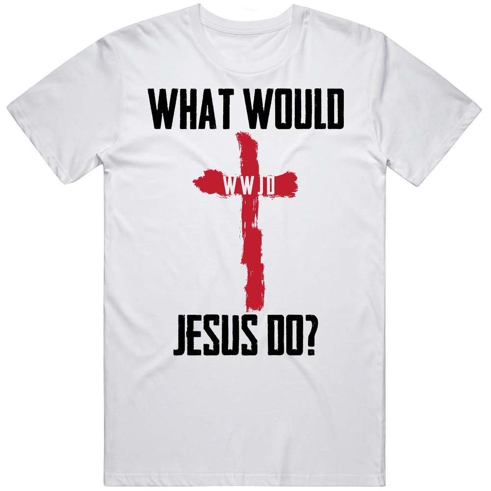 What Would Jesus Do Wwjd Grunge Cross Religious Mens Cotton Tee T Shirt