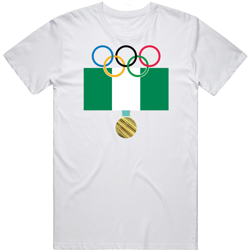 Nigeria Pyeongchang 2018 Winter Olympics Flag Gold Medal Mens Cotton Tee T Shirt Nigeria Pyeongchang 2018 Winter Olympics Flag Gold Medal Mens Cotton Tee T Shirt