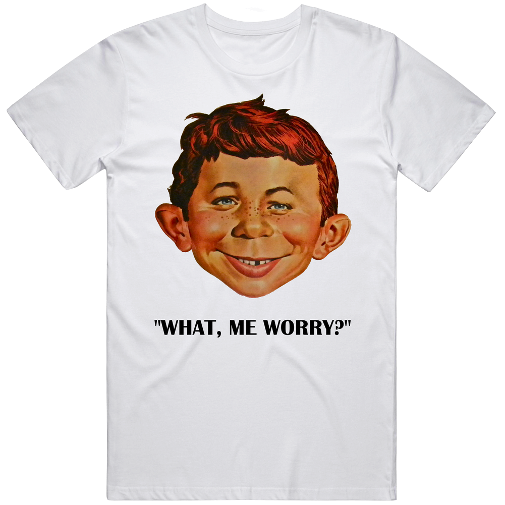 Alfred E Neuman Mad Magazine What Me Worry Black Text Mens Cotton Tee T Shirt