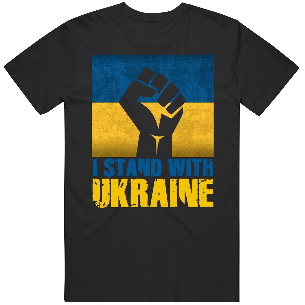 I Stand With Ukraine Raised Fist Support Mens Cotton Tee T Shirt