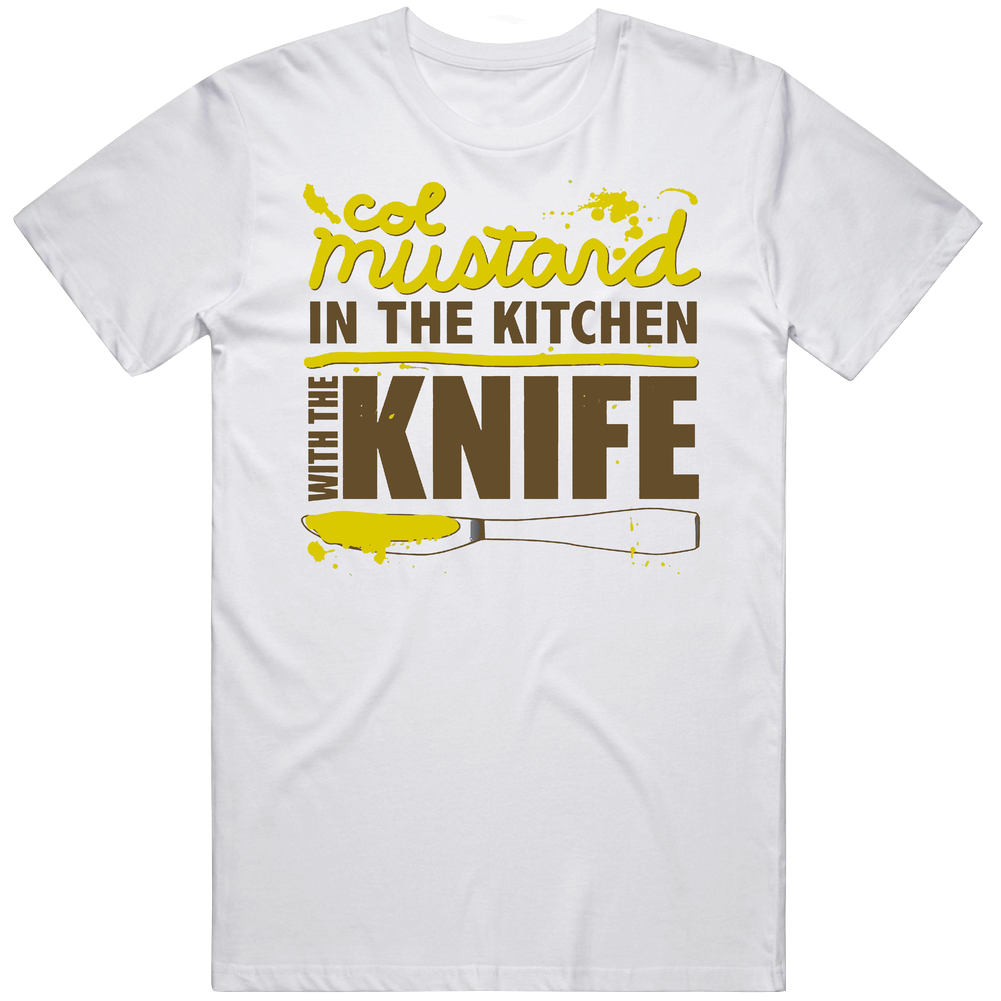 Clue Board Game Col Mustard Kitchen Knife Mens Cotton Tee T Shirt