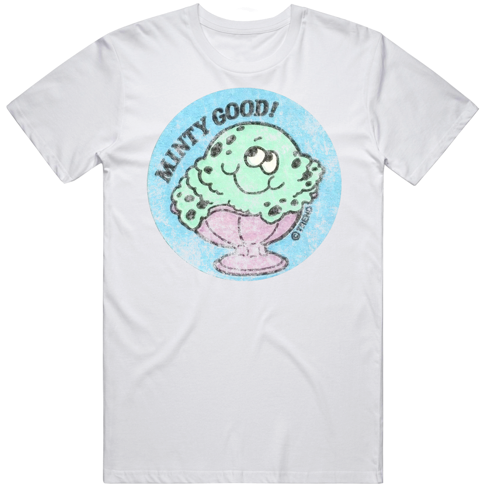 Ice Cream Sundae Minty Good Scratch N Sniff Sticker Retro Vintage Worn Look Mens Cotton Tee T Shirt