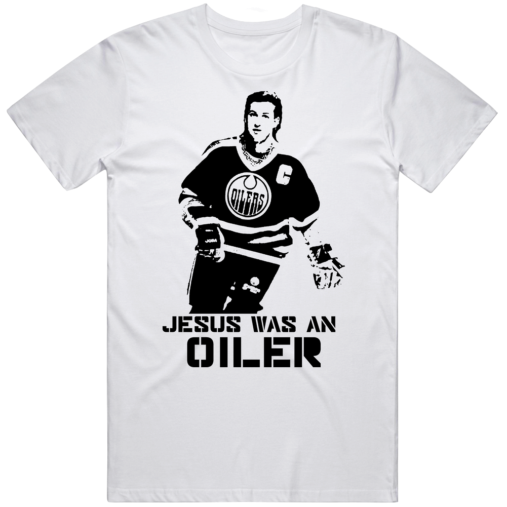 Jesus Was An Oiler Gretzky Oilers Hockey Mens Cotton Tee T Shirt Jesus Was An Oiler Gretzky Oilers Hockey Mens Cotton Tee T Shirt