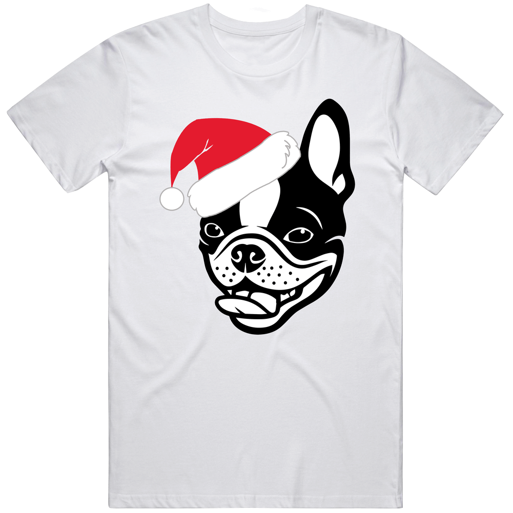 Boston Terrier Dog In A Santa Hat Dog Lovers Christmas Mens Cotton Tee T Shirt Boston Terrier Dog In A Santa Hat Dog Lovers Christmas Mens Cotton Tee T Shirt