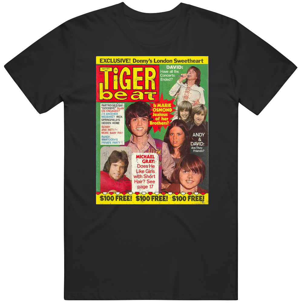 Tiger Beat Teen Magazine Cover Vintage April 1973 Issue Mens Cotton Tee T Shirt Tiger Beat Teen Magazine Cover Vintage April 1973 Issue Mens Cotton Tee T Shirt