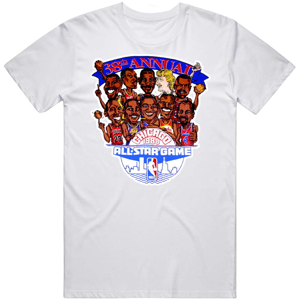 All Star Game Larry Bird Retro Caricature Mens Cotton Tee T Shirt