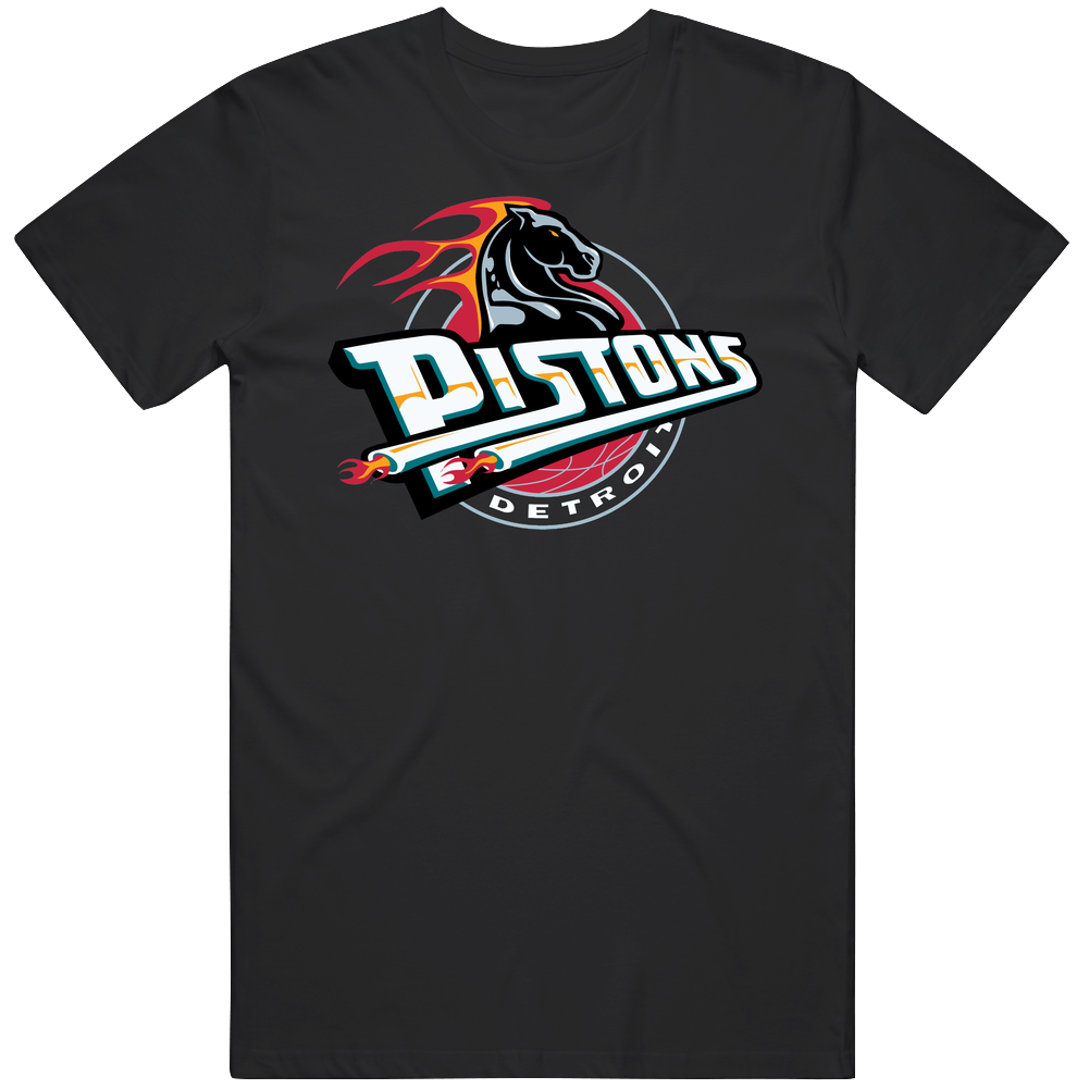 Detroit Pistons Horse Logo Retro Graphic Unisex Cotton Black Mens Cotton Tee T Shirt