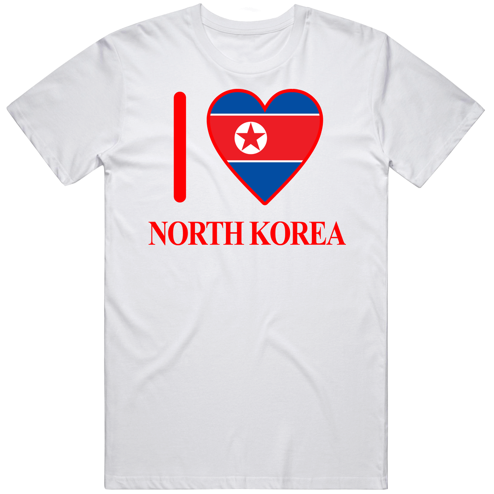 I Love North Korea Olympics Country Mens Cotton Tee T Shirt I Love North Korea Olympics Country Mens Cotton Tee T Shirt