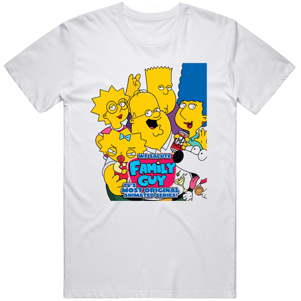 Simpsons Salute Family Guy Tv Show Funny Mens Cotton Tee T Shirt Simpsons Salute Family Guy Tv Show Funny Mens Cotton Tee T Shirt