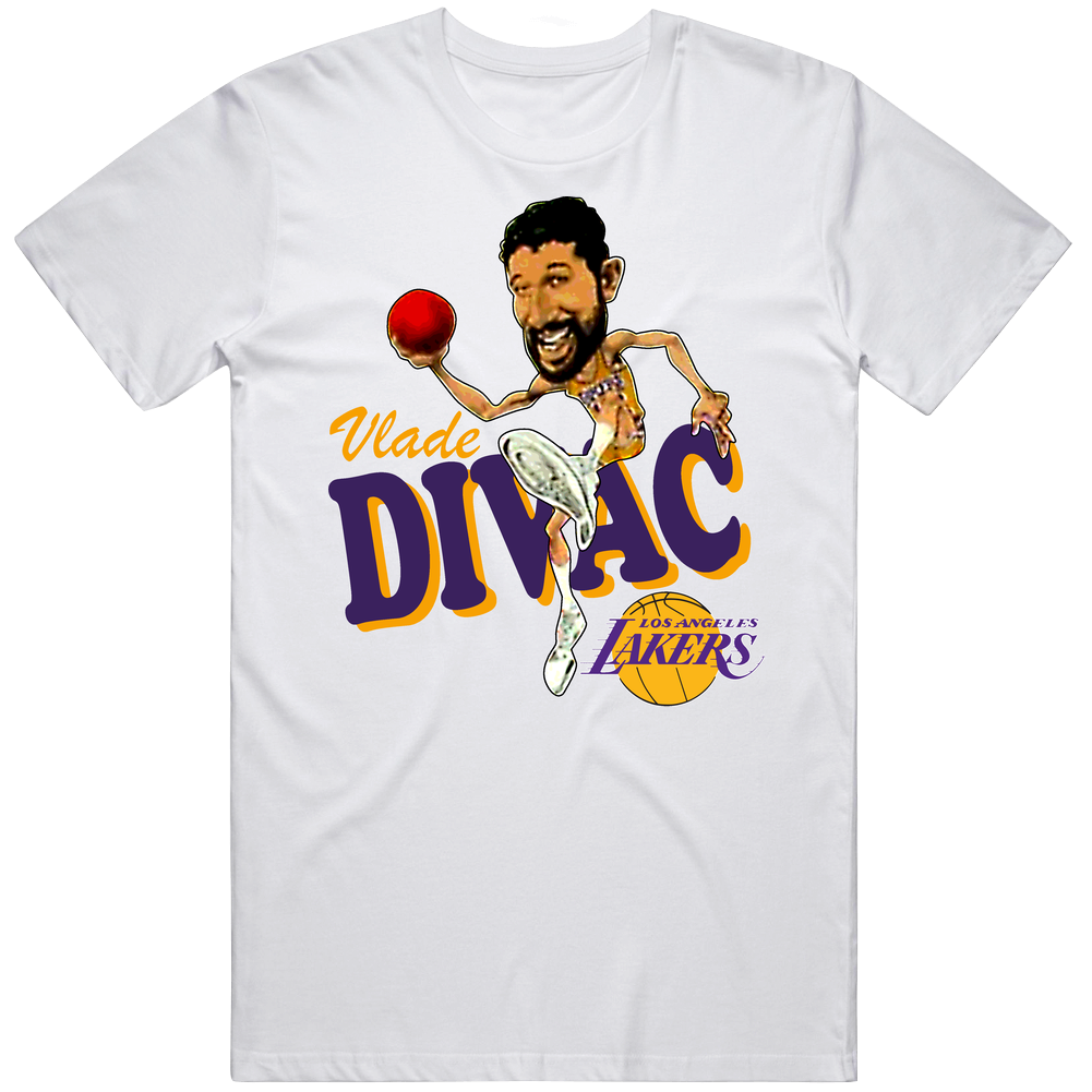 Vlade Divac Retro Basketball Caricature Mens Cotton Tee T Shirt