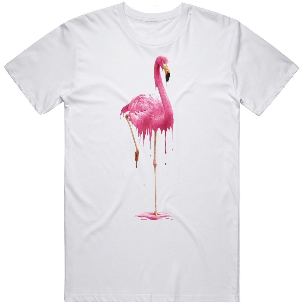 Melting Flamingo Illustration Cool Tropical Vibe Mens Cotton Tee T Shirt