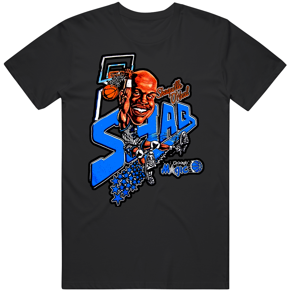 Shaquille Oneal Shaq Retro Basketball Caricature Mens Cotton Tee T Shirt