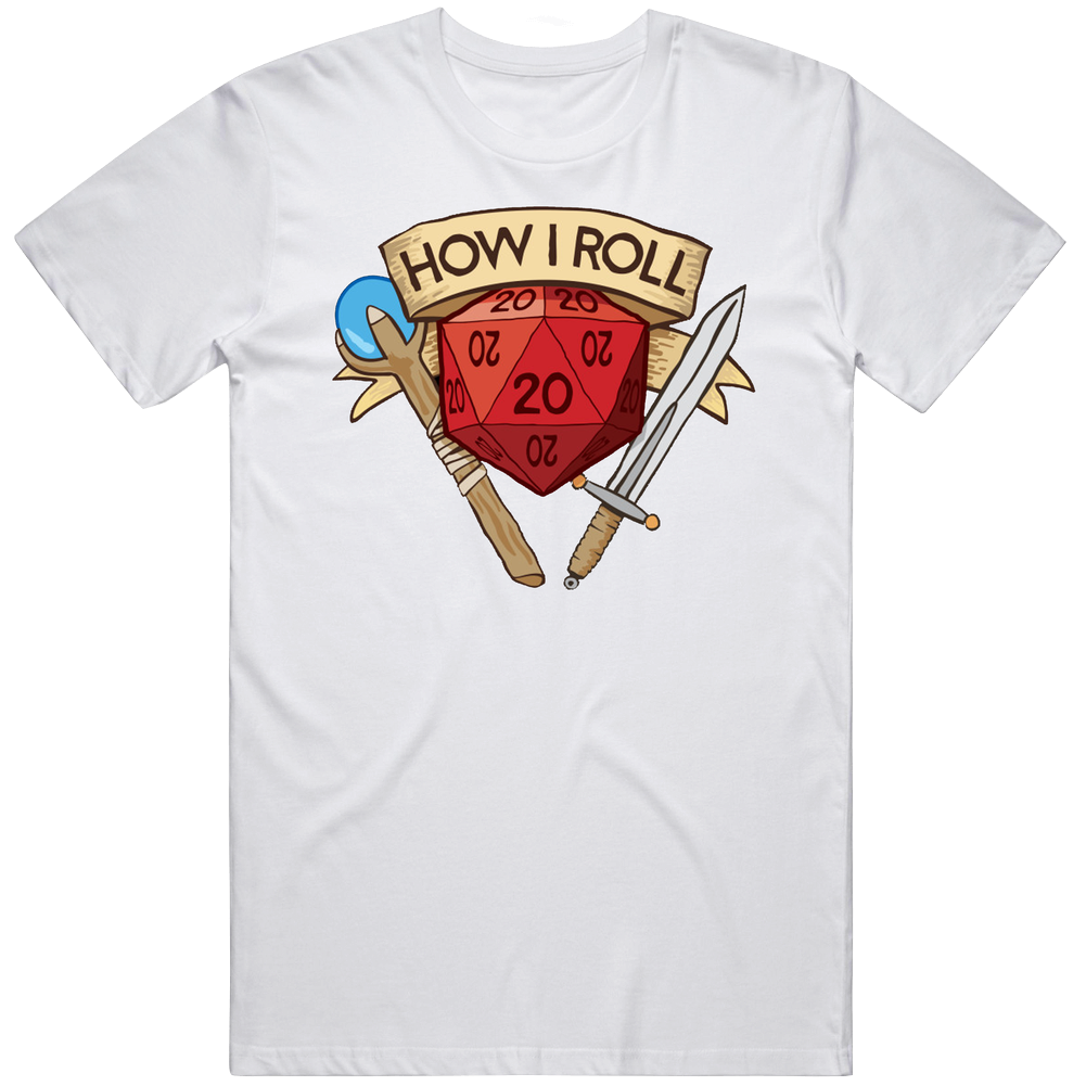 How I Roll Dnd Dungeons And Dragons Board Game Mens Cotton Tee T Shirt