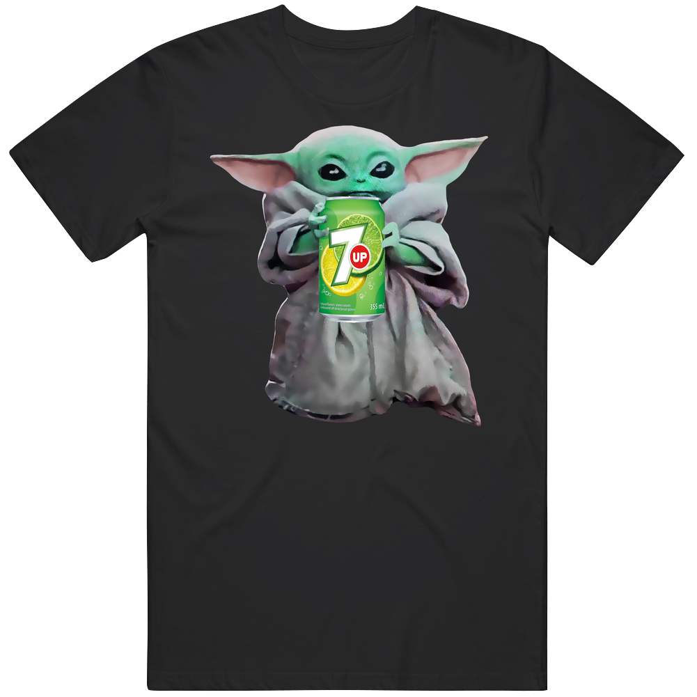 Baby Yoda The Child Mandalorian 7 Up Soda Pop Drink Mens Cotton Tee T Shirt