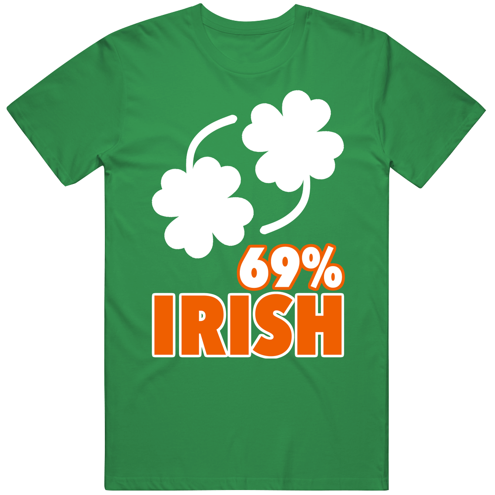 69 Percent Irish Ireland Flag Colors Four Leaf Clover Sixty-nine Funny Sexual Innuendo St Patrick's Day Mens Cotton Tee T Shirt 69 Percent Irish Ireland Flag Colors Four Leaf Clover Sixty-nine Funny Sexual Innuendo St Patrick's Day Mens Cotton Tee T Shirt