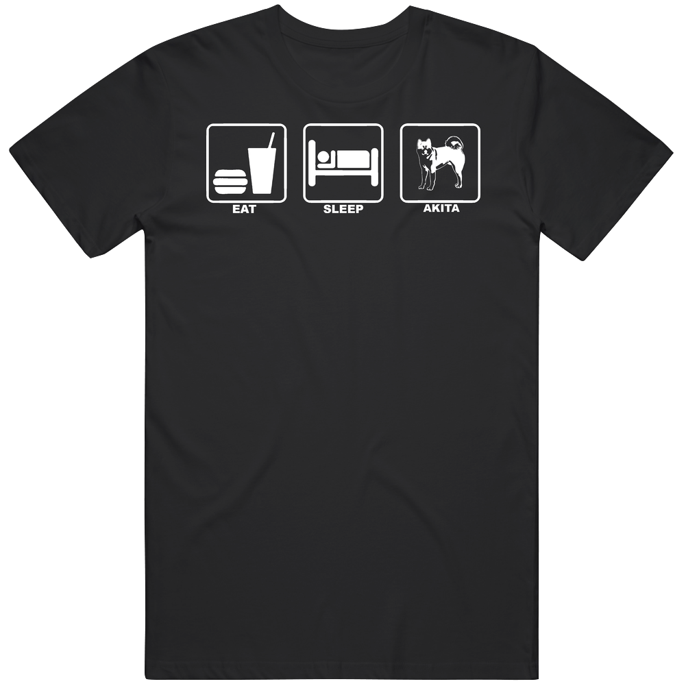 Akita Custom Dog Breed Eat Sleep Mens Cotton Tee T Shirt