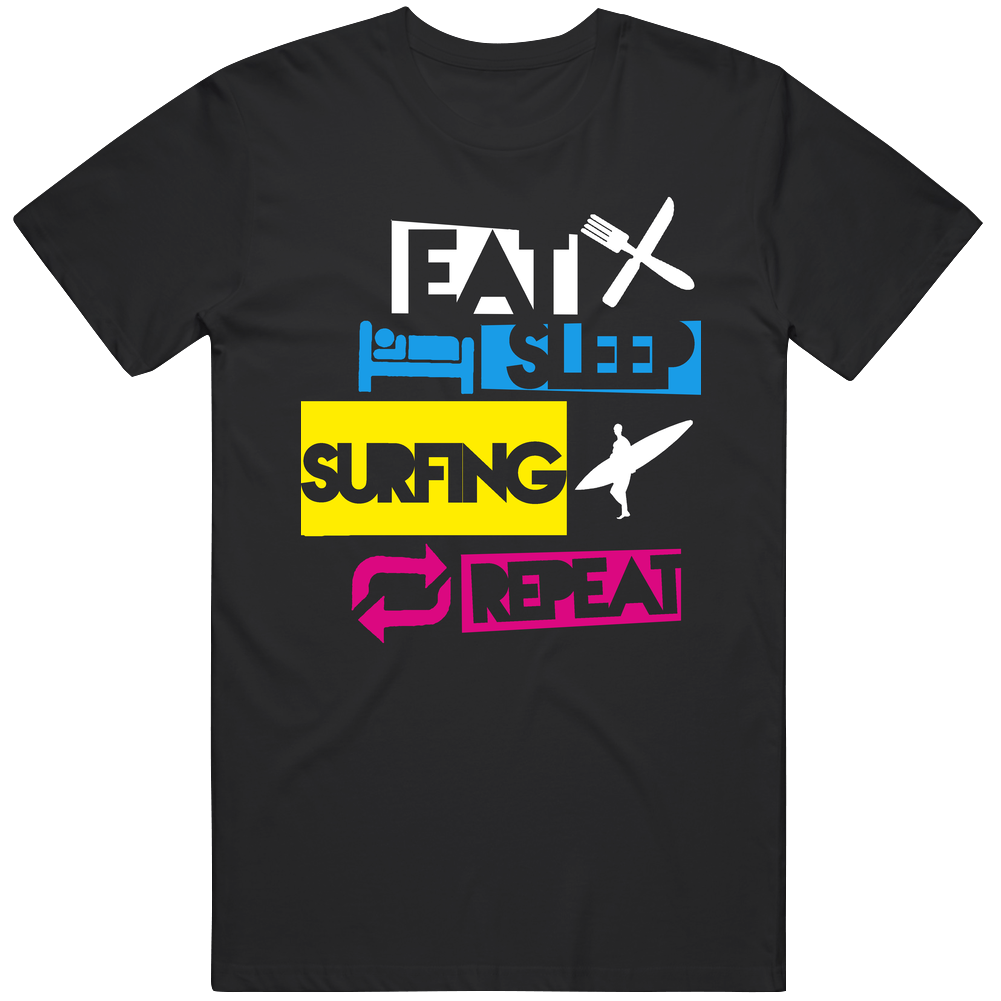 Eat Sleep Surfing Repeat Mens Cotton Tee T Shirt Eat Sleep Surfing Repeat Mens Cotton Tee T Shirt