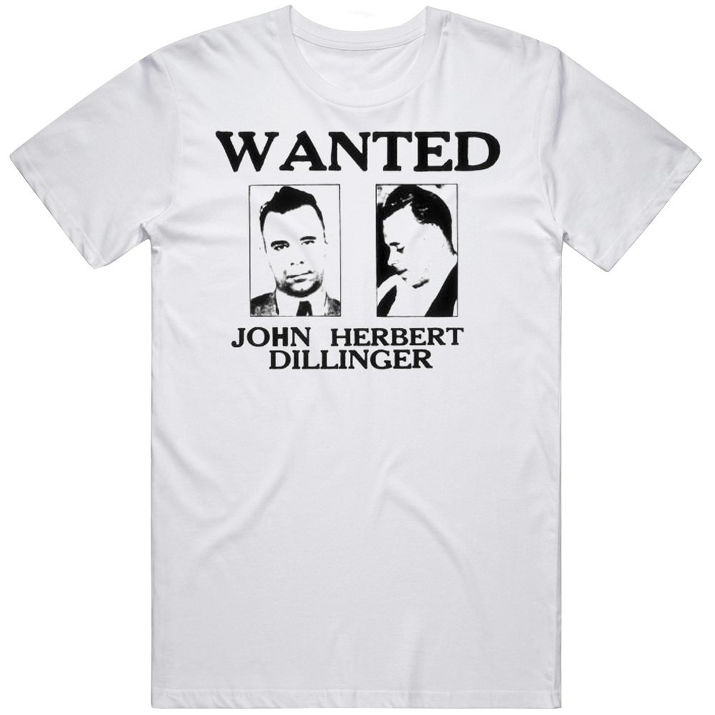 Wanted John Dillinger American Gangster Mens Cotton Tee T Shirt Wanted John Dillinger American Gangster Mens Cotton Tee T Shirt