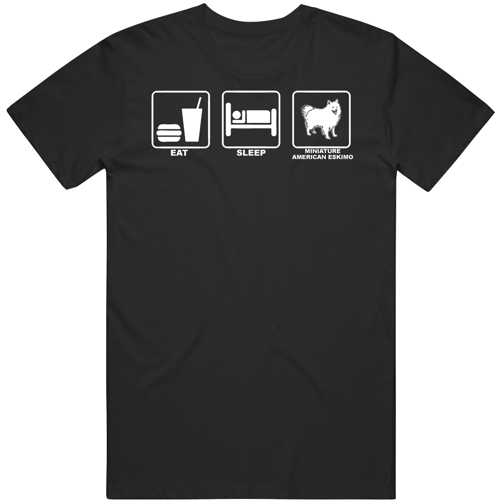 Miniature American Eskimo Dog Custom Dog Breed Eat Sleep Mens Cotton Tee T Shirt Miniature American Eskimo Dog Custom Dog Breed Eat Sleep Mens Cotton Tee T Shirt