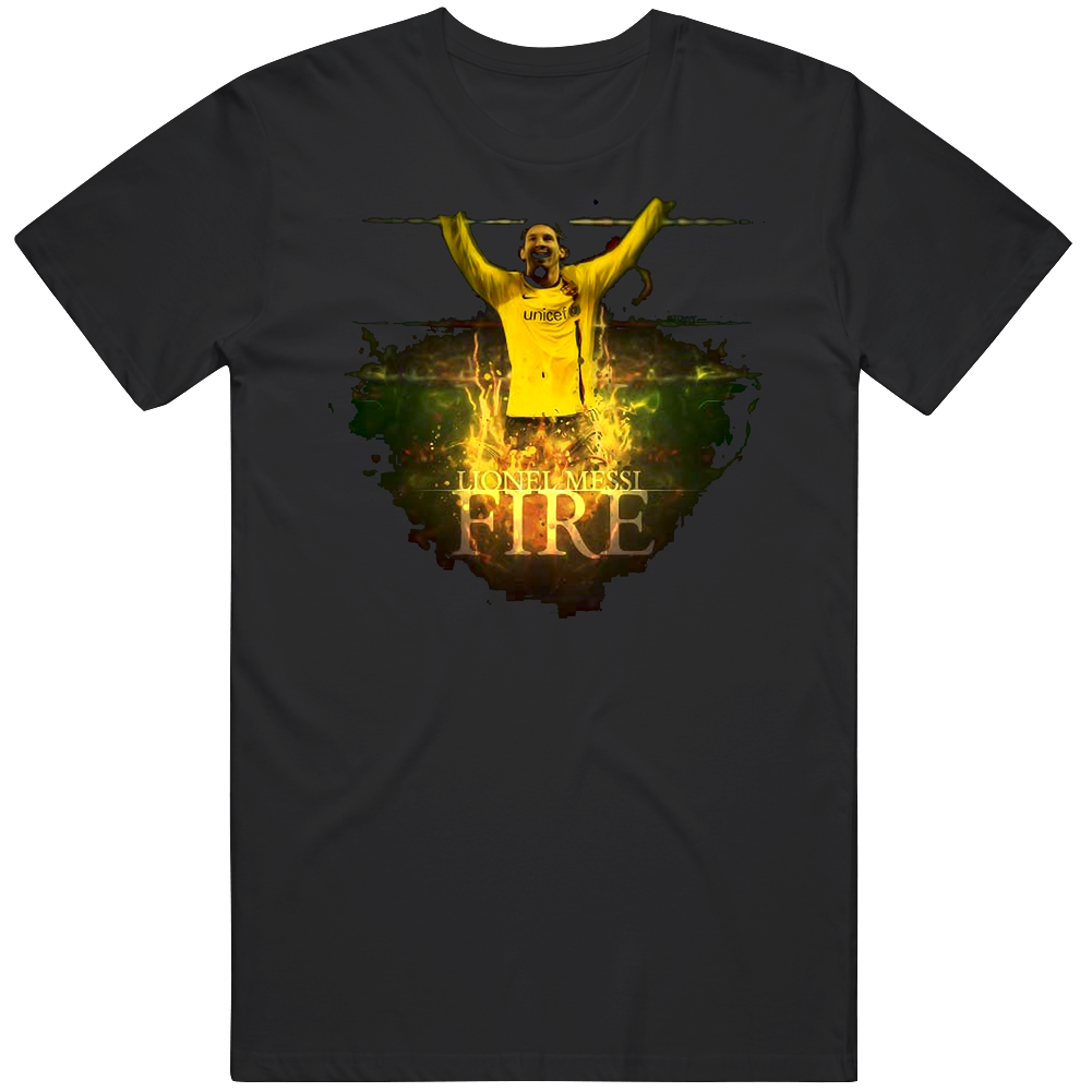 Lionel Messi Barcelona On Fire Mens Cotton Tee T Shirt Lionel Messi Barcelona On Fire Mens Cotton Tee T Shirt