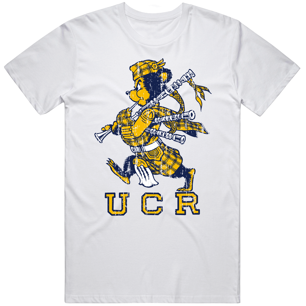 Highlanders University Of California Riverside Retro Look Bagpipes Bear Supporter Mens Cotton Tee T Shirt Highlanders University Of California Riverside Retro Look Bagpipes Bear Supporter Mens Cotton Tee T Shirt