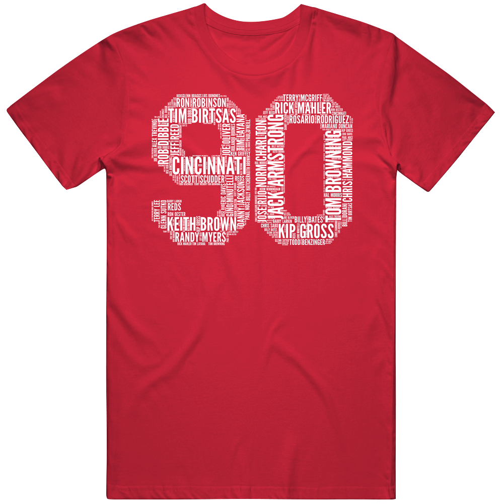 Cincinnati Baseball 1990 World Series Champions Retro Roster Sports Fan Mens Cotton Tee T Shirt Cincinnati Baseball 1990 World Series Champions Retro Roster Sports Fan Mens Cotton Tee T Shirt