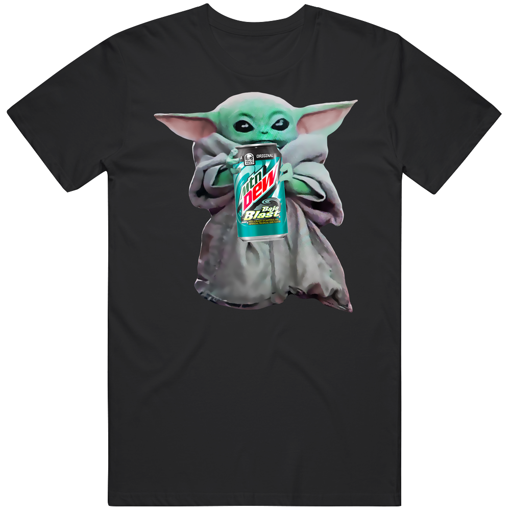 Baby Yoda The Child Mandalorian Mountain Dew Baja Blast Soda Pop Drink Mens Cotton Tee T Shirt Baby Yoda The Child Mandalorian Mountain Dew Baja Blast Soda Pop Drink Mens Cotton Tee T Shirt