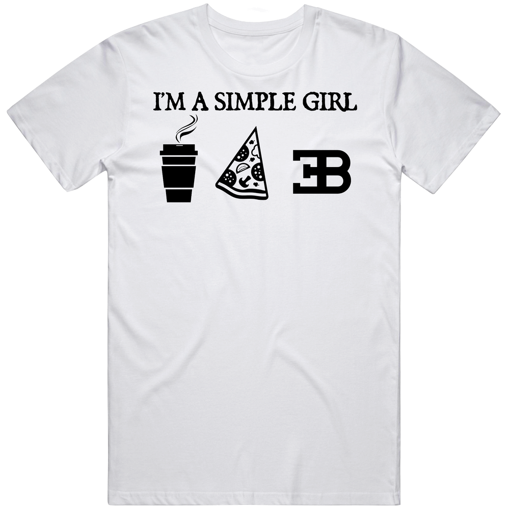 Bugatti Simple Girl Coffee Pizza Car Logo Driving Fan Mens Cotton Tee T Shirt