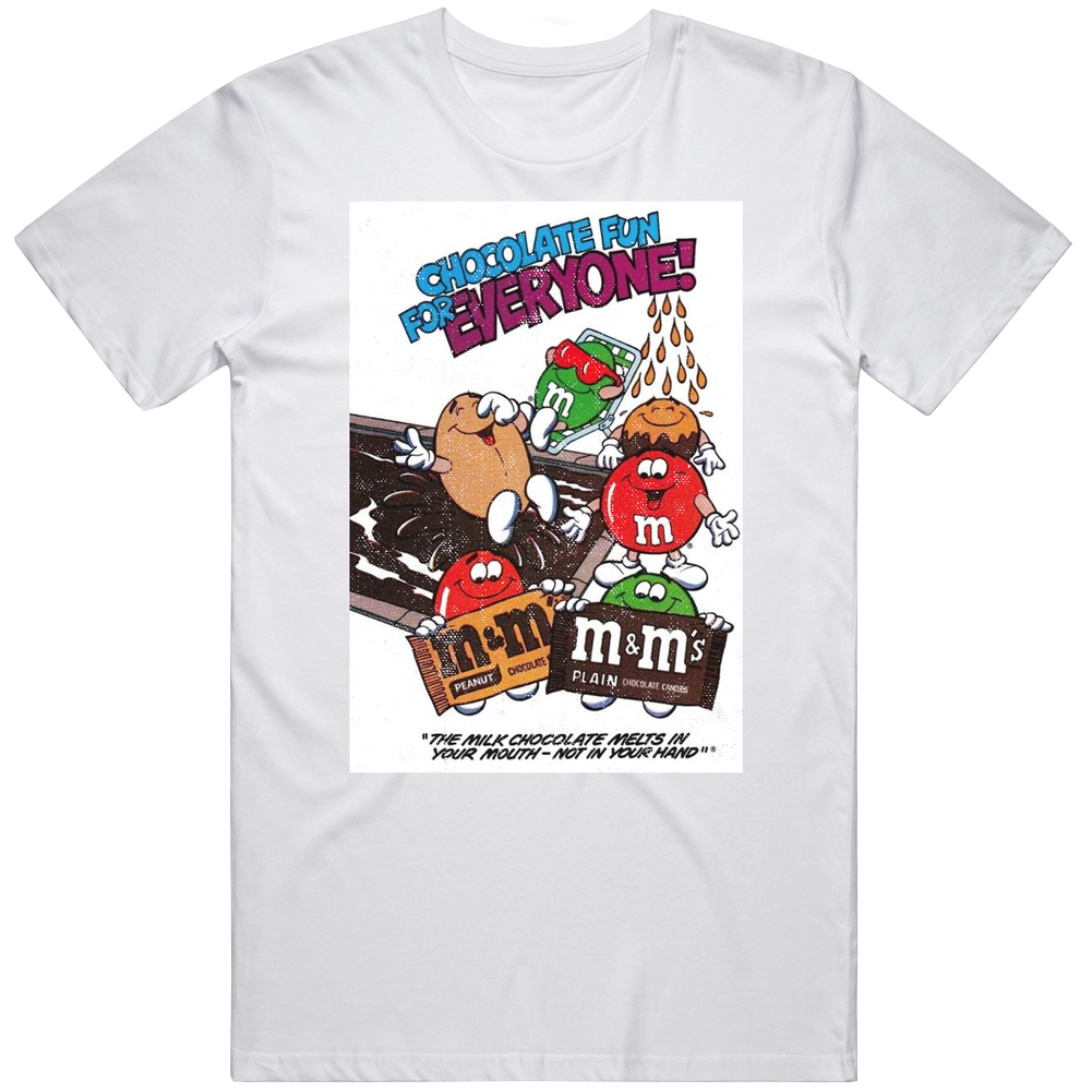 Melts In Your Mouth Not In Your Hands M And M's  Most Memorable Ad Slogan Vintage Look Mens Cotton Tee T Shirt