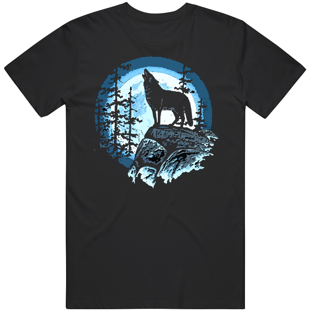Full Moon Wolf Mens Soft Cotton Tee T Shirt Full Moon Wolf Mens Soft Cotton Tee T Shirt
