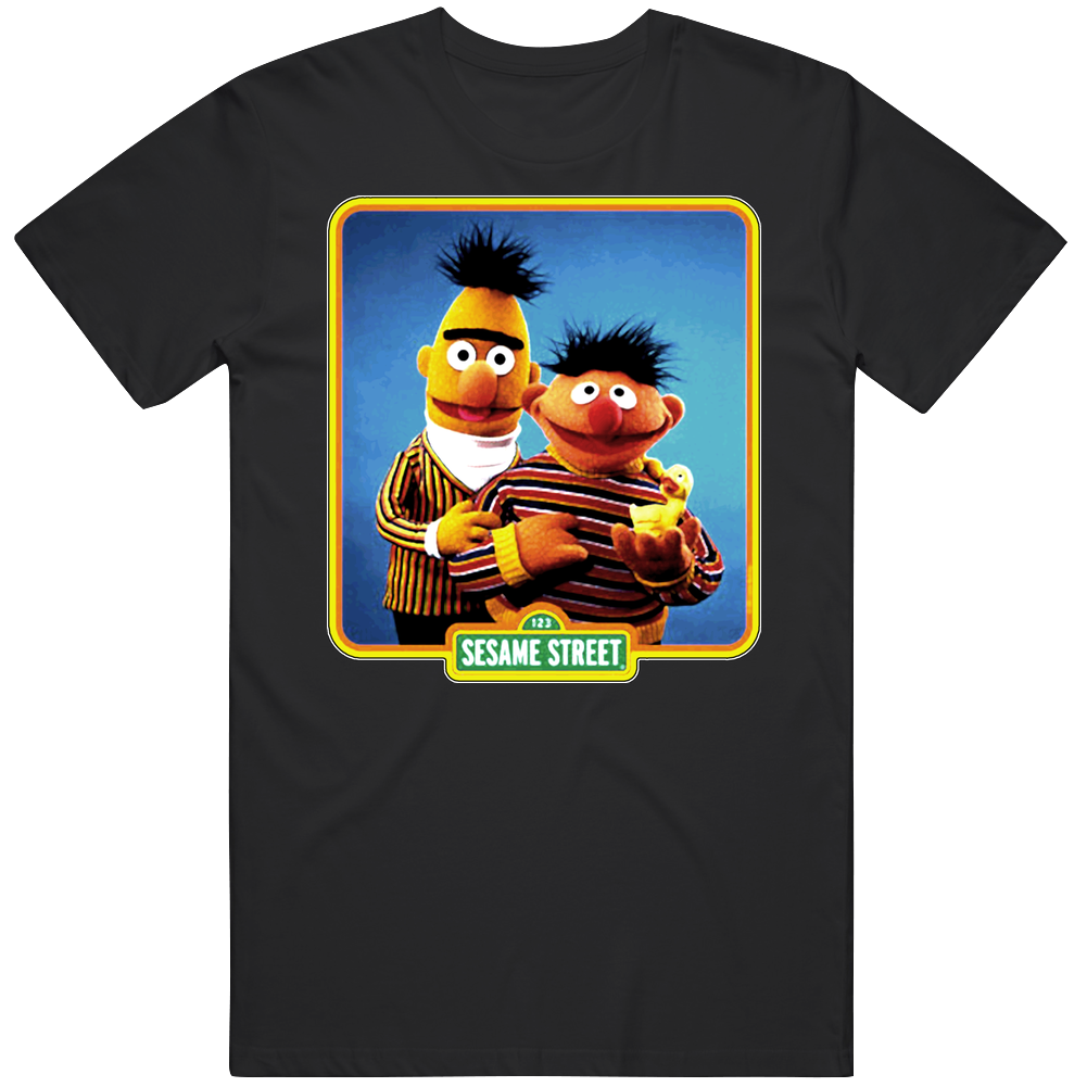 Ernie And Bert Old School Black Retro Graphic Unisex Soft Cotton Black Mens Soft Cotton Tee T Shirt Ernie And Bert Old School Black Retro Graphic Unisex Soft Cotton Black Mens Soft Cotton Tee T Shirt