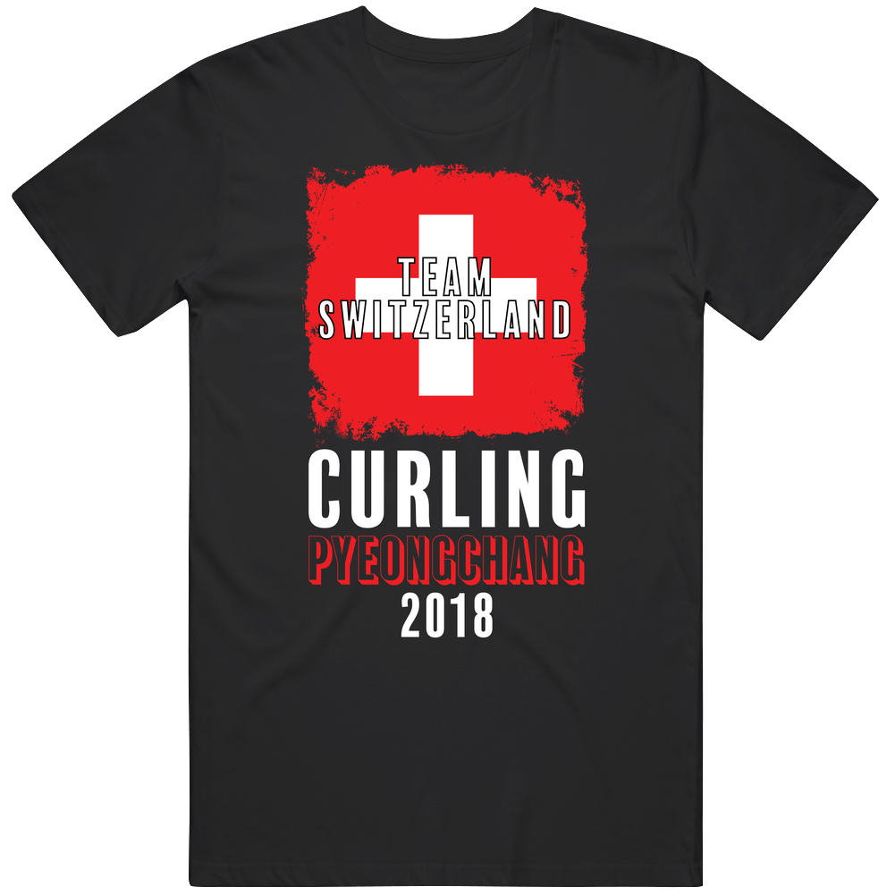 Team Switzerland Curling Pyeongchang 2018 Olympic Mens Soft Cotton Tee T Shirt