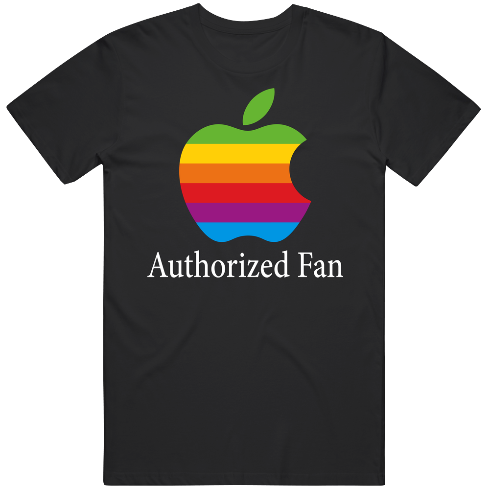 Apple Computers Authorized Fan Black Mens Soft Cotton Tee T Shirt Apple Computers Authorized Fan Black Mens Soft Cotton Tee T Shirt