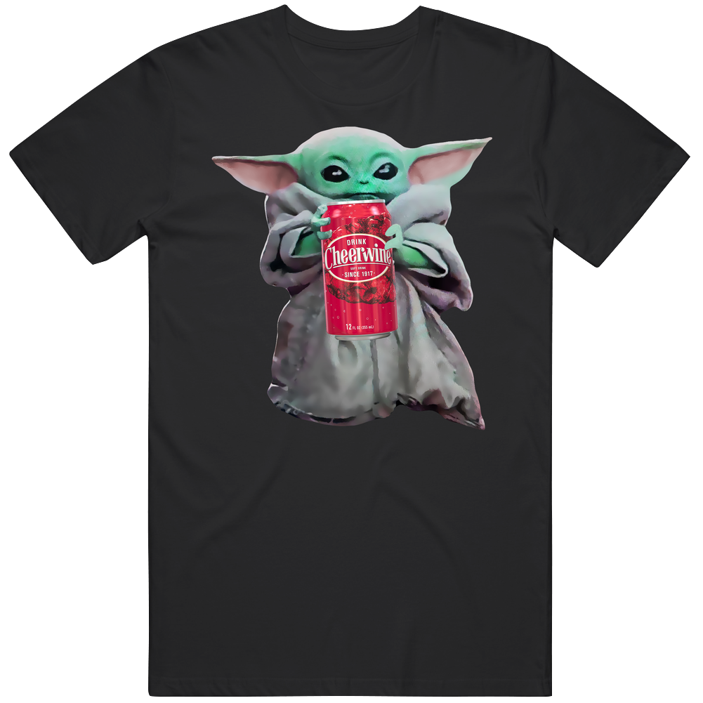 Baby Yoda The Child Mandalorian Cheerwine Soda Pop Drink Mens Soft Cotton Tee T Shirt