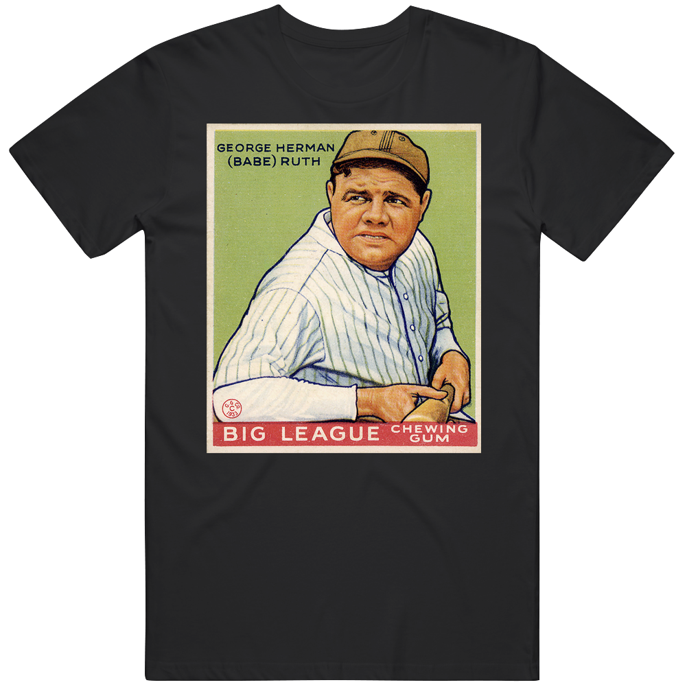George Herman Babe Ruth Baseball Legend Big League Chewing Gum Trading Card Mens Soft Cotton Tee T Shirt