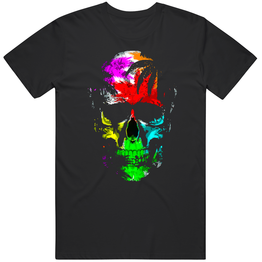 Beautiful Hand Drawn Sketch Illustration The Skull On The Watercolor Background Mens Soft Cotton Tee T Shirt