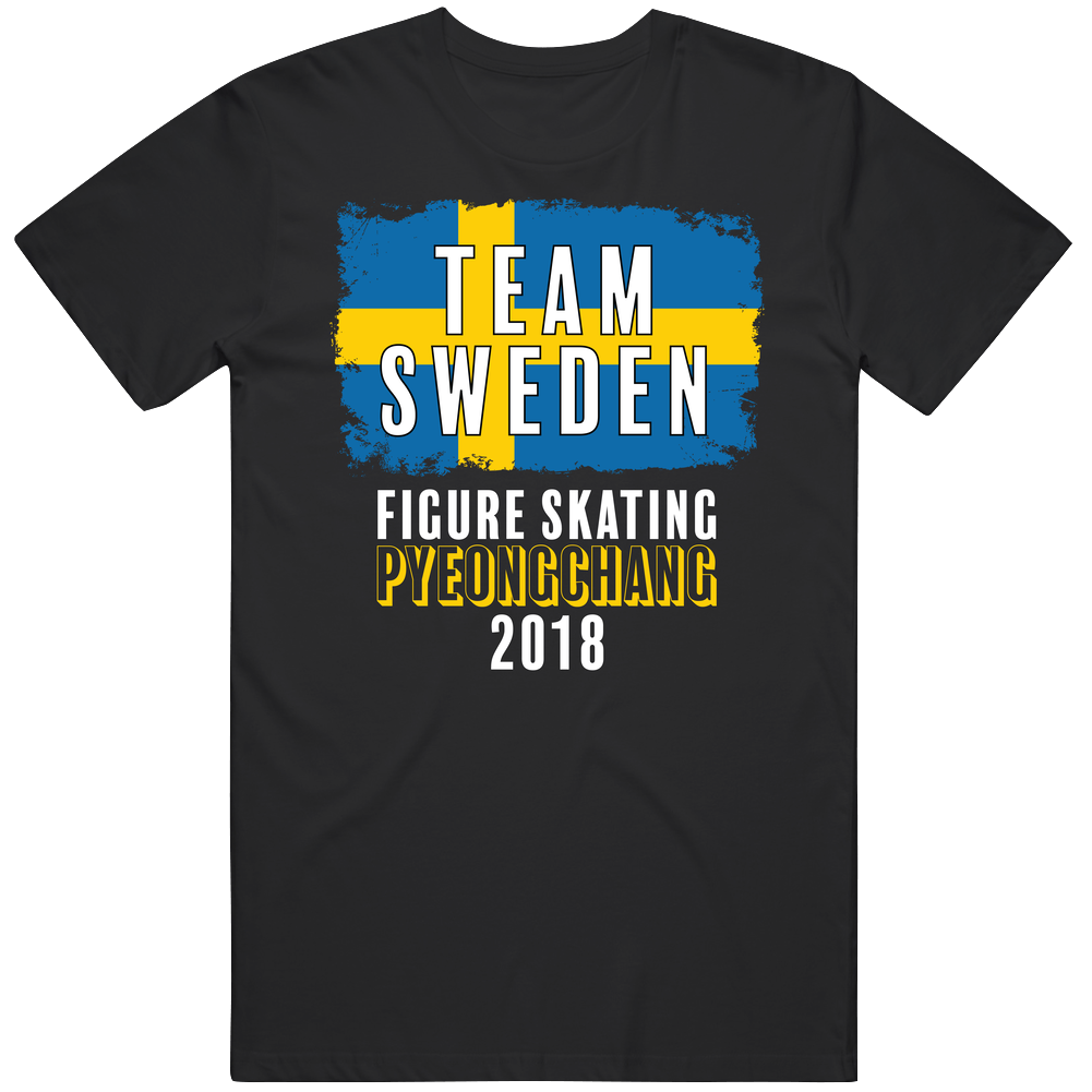 Team Flag Sweden Figure Skating Pyeongchang 2018 Olympic Mens Soft Cotton Tee T Shirt