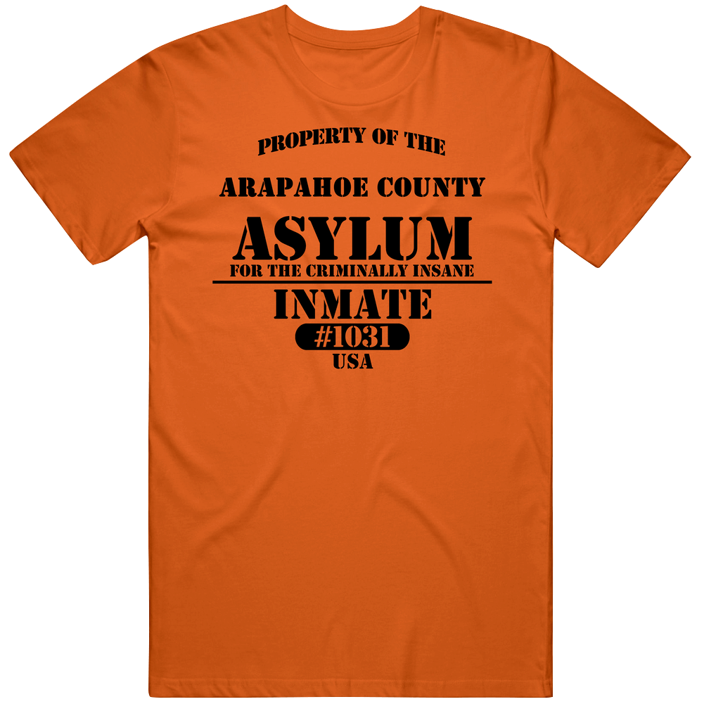 Arapahoe County Insane Asylum Inmate Halloween Costume Mens Soft Cotton Tee T Shirt