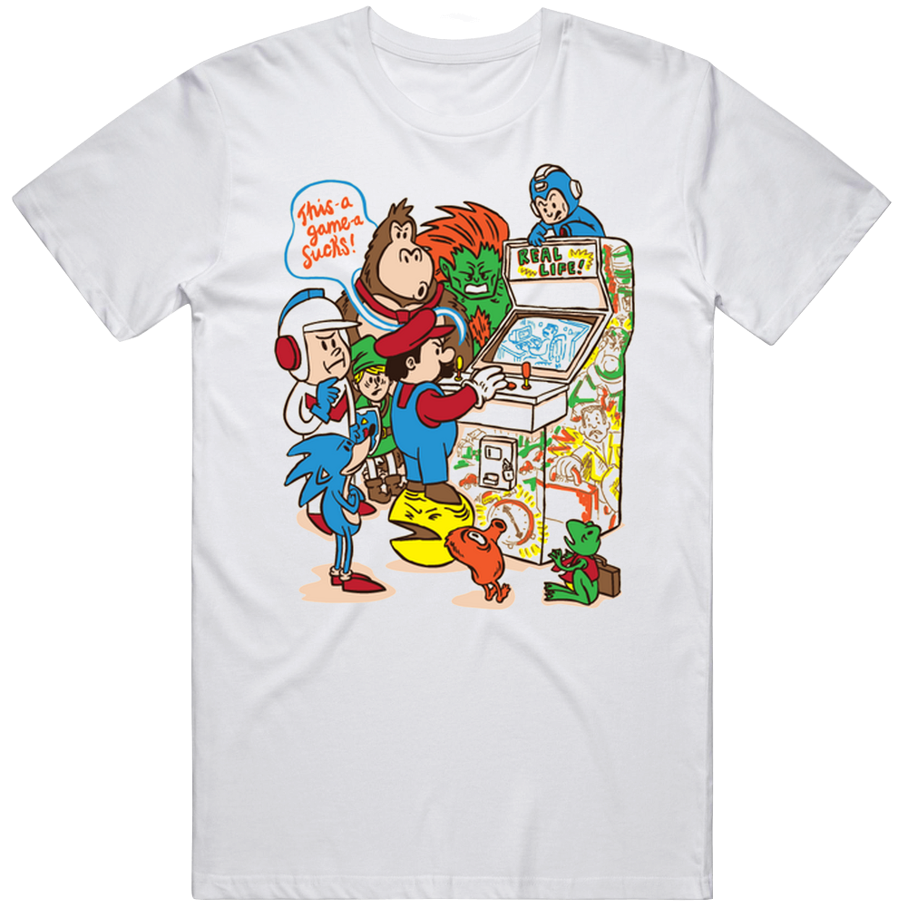 Real Life Sucks Video Game Mens Soft Cotton Tee T Shirt Real Life Sucks Video Game Mens Soft Cotton Tee T Shirt