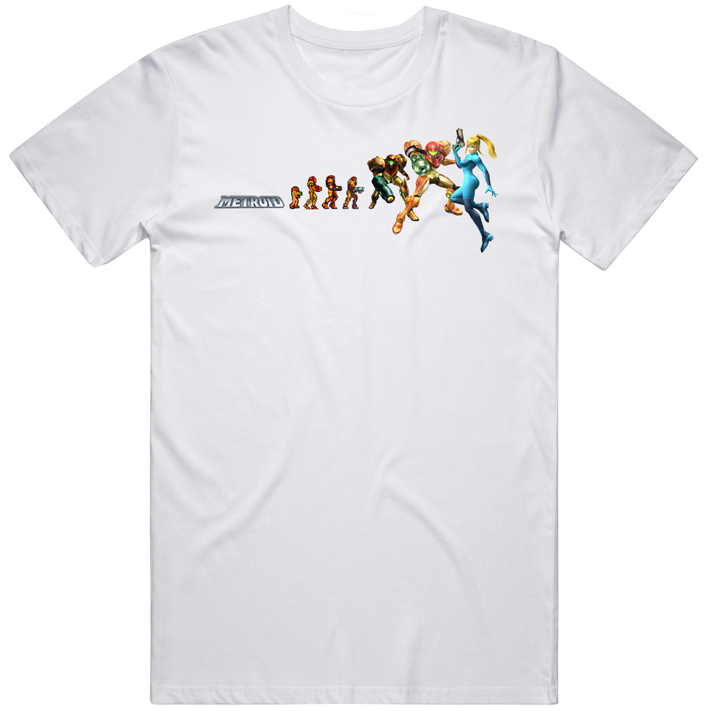 Nintendo Samus Metroid Evolution Mens Soft Cotton Tee T Shirt Nintendo Samus Metroid Evolution Mens Soft Cotton Tee T Shirt