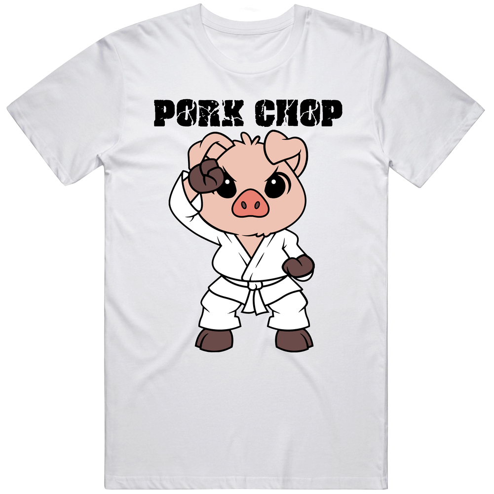Pork Chop Cute Karate Pig Funny Animal Lovers Mens Soft Cotton Tee T Shirt