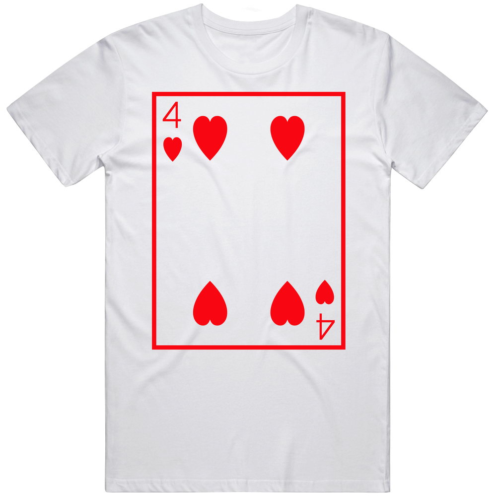 Four Of Hearts Playing Card Funny Halloween Costume Mens Soft Cotton Tee T Shirt