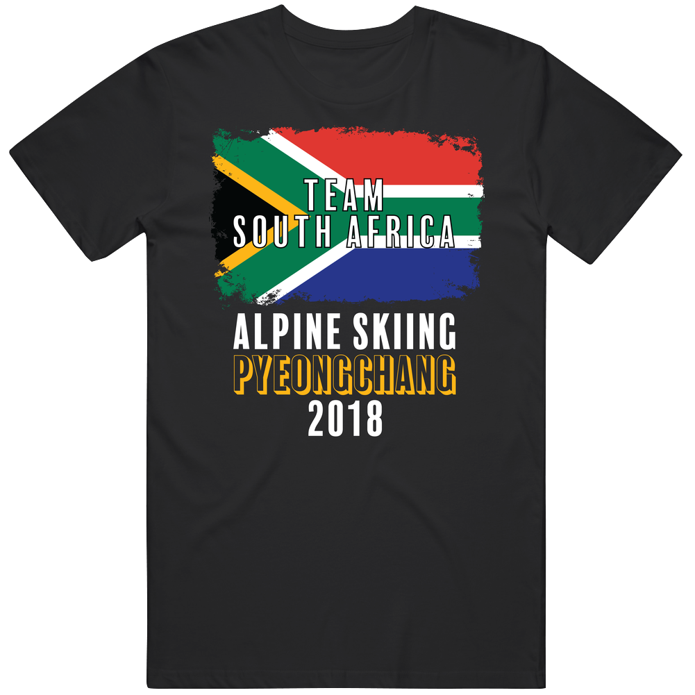 Team Flag South Africa Alpine Skiing Pyeongchang 2018 Olympic Mens Soft Cotton Tee T Shirt Team Flag South Africa Alpine Skiing Pyeongchang 2018 Olympic Mens Soft Cotton Tee T Shirt