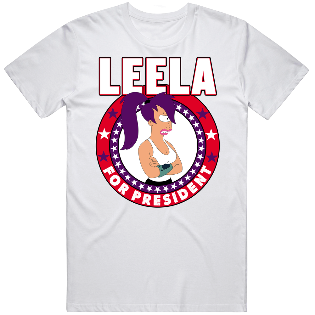 Leela For President Futurama Adult Cartoon Character Campaign Parody Tv Show Fan Mens Soft Cotton Tee T Shirt Leela For President Futurama Adult Cartoon Character Campaign Parody Tv Show Fan Mens Soft Cotton Tee T Shirt