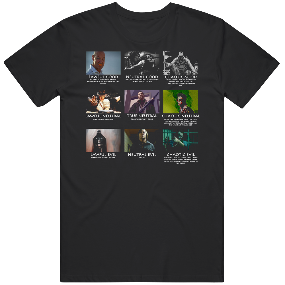 D&d Dungeons And Dragons Alignments Parody Mens Soft Cotton Tee T Shirt D&d Dungeons And Dragons Alignments Parody Mens Soft Cotton Tee T Shirt
